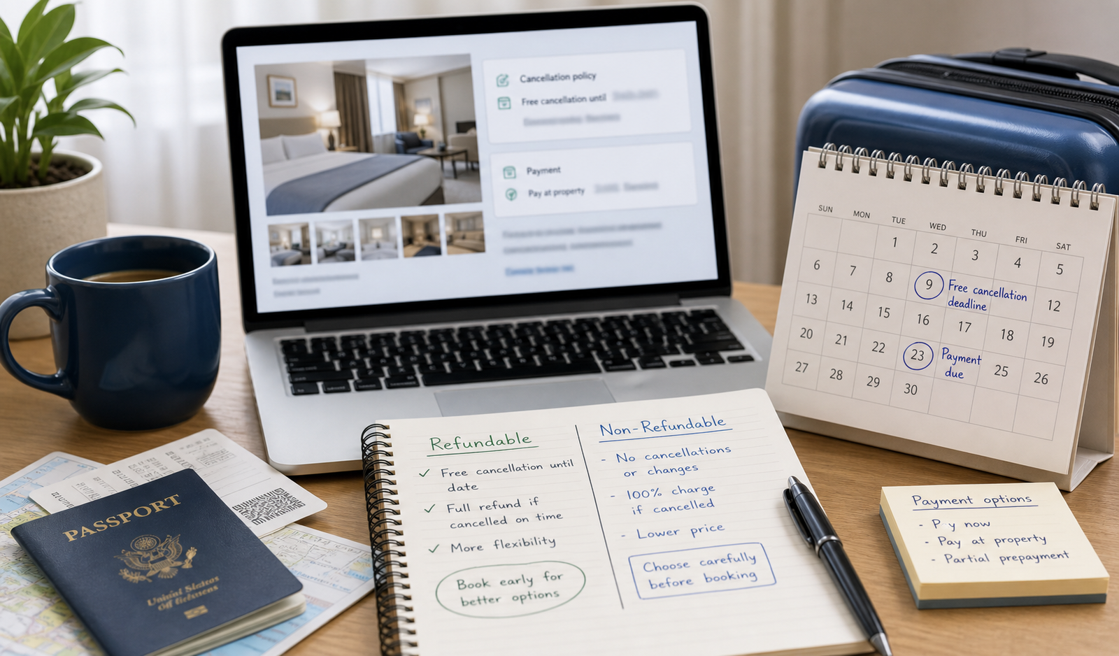Refundable versus non-refundable hotel rate comparison