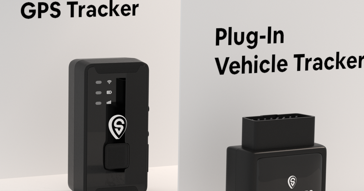 ShadowGPS portable GPS tracker and plug-in vehicle tracker shown in a clean product-style comparison image