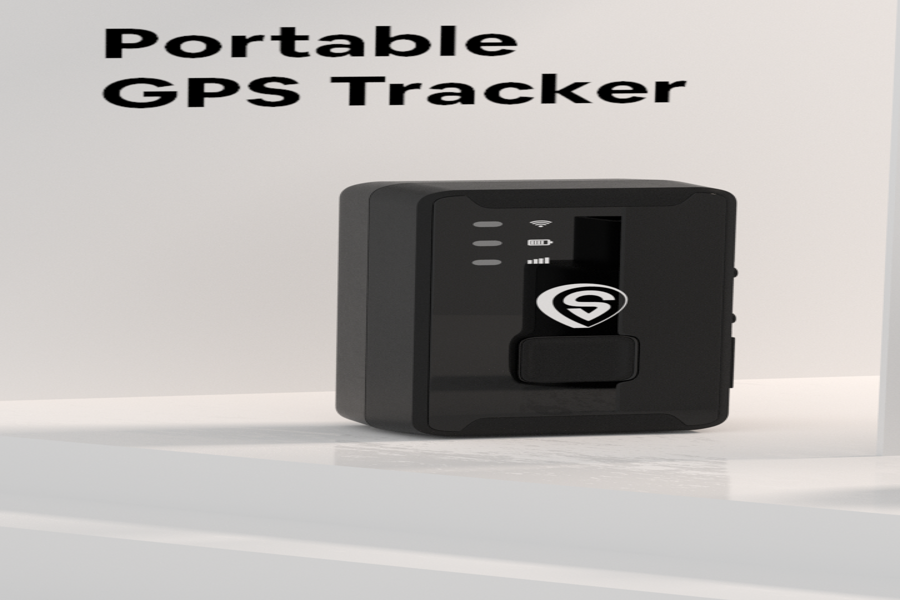 Close-up view of the ShadowGPS portable GPS tracker device